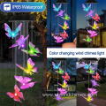 Purple Butterfly Solar Wind Chimes for Outdoor Use with Color Changing Feature